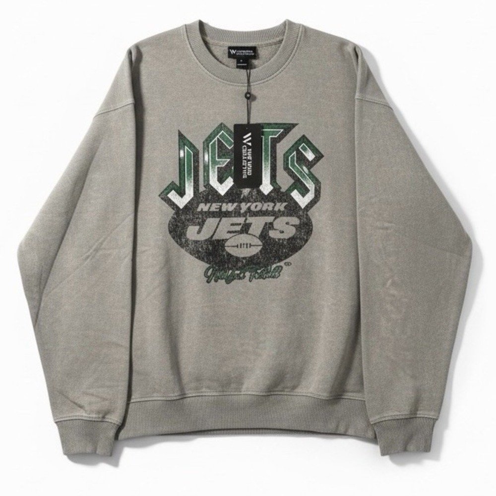 New York Jets x Wild Collective Gray Sweatshirt Size Large Logo Heavy Metal
